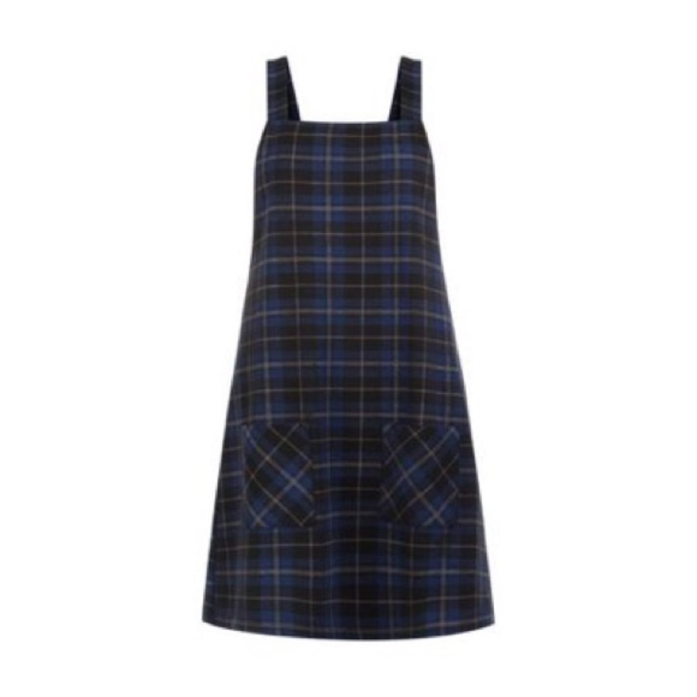 Red checkered pinafore dress